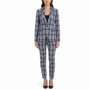 Banana Republic Womens Blue Black Plaid Pants Suit - Blazer & Slim Fit Sz 4 & 6